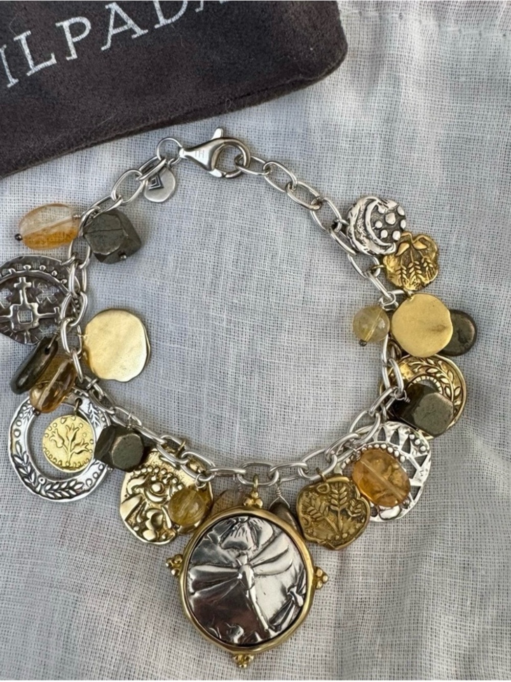 Mixed Metal Coin Charm Bracelet - Gold & Silver